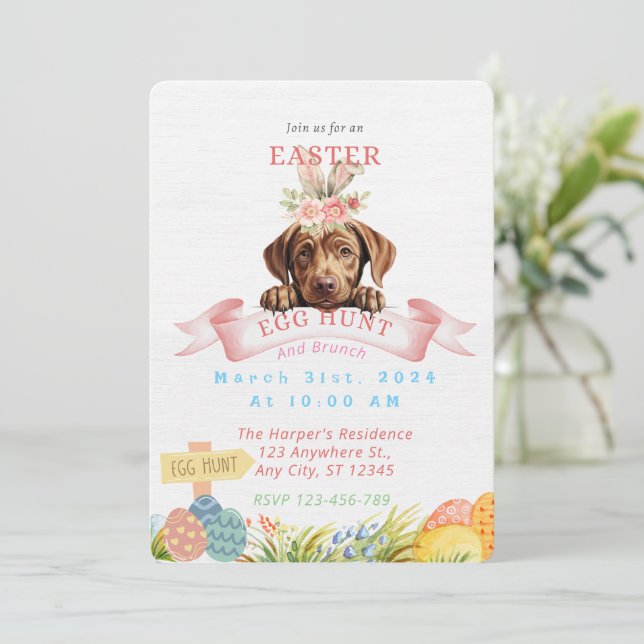 Customizable Cute Labrador Easter Invitation (Standing Front)