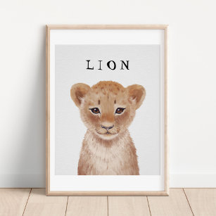 Customizable Cute Lion Cub Kids Poster 