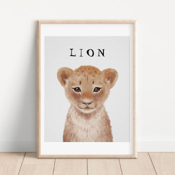 Customizable Cute Lion Cub Kids Poster by KYBABY at Zazzle