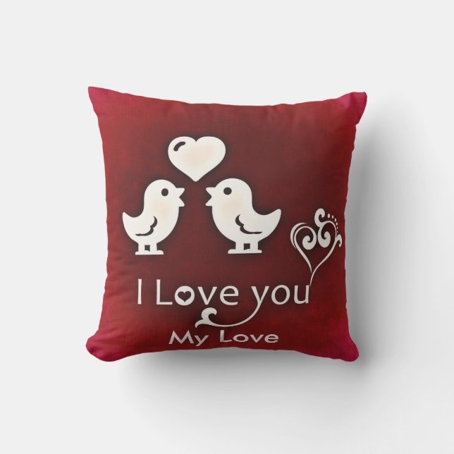 Customizable Cute Little Lovebirds Pillow (Front)