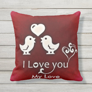 Customizable Cute Little Lovebirds Pillow