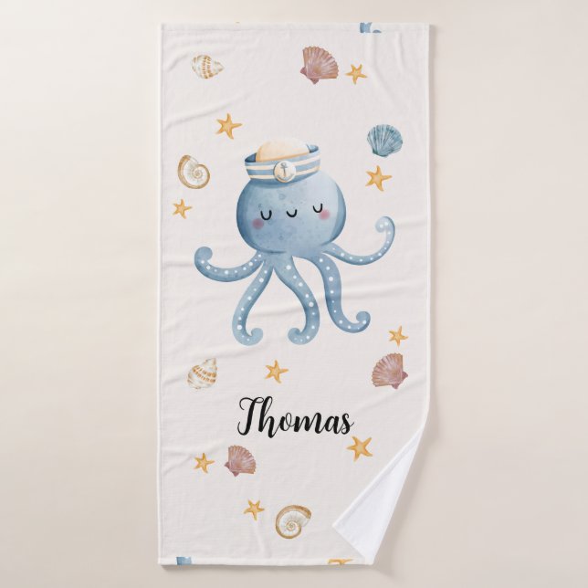 Customizable Cute Octopus Bath Towel Kids (Bath Towel)