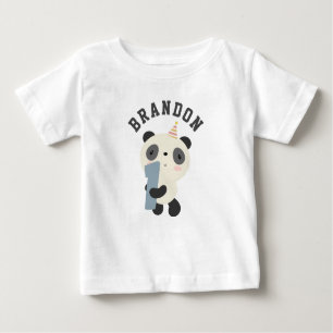 Customizable Cute Panda First Birthday Baby T-Shirt