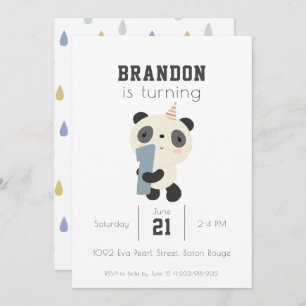 Customizable Cute Panda First Birthday Invitation