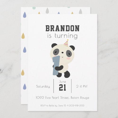 Customizable Cute Panda First Birthday Invitation