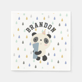 Customizable Cute Panda First Birthday Napkins
