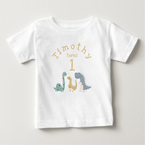 Customizable Cute Pastel Dinosaurs Birthday Baby T_Shirt