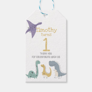 Customizable Cute Pastel Dinosaurs Birthday Gift Tags
