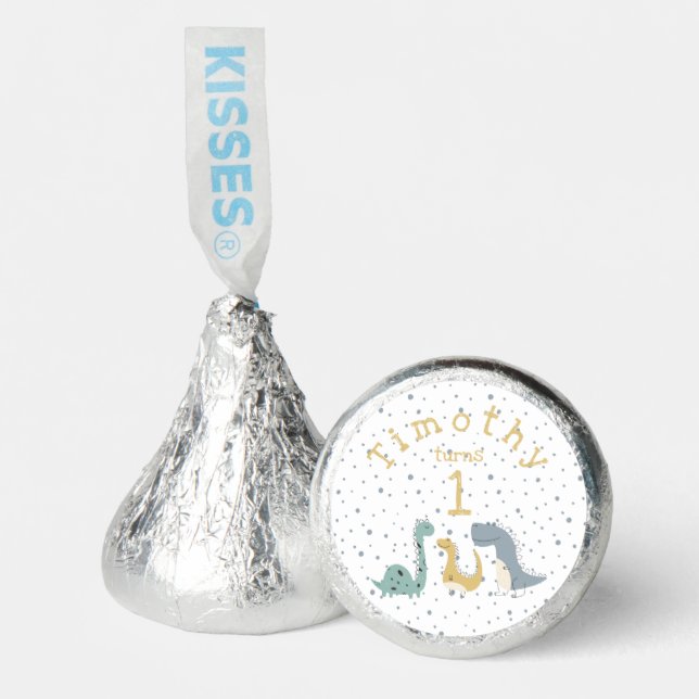 Customizable Cute Pastel Dinosaurs Birthday Hershey®'s Kisses® (Front)