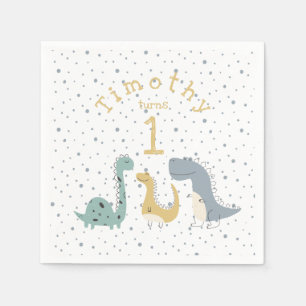 Customizable Cute Pastel Dinosaurs Birthday Napkins