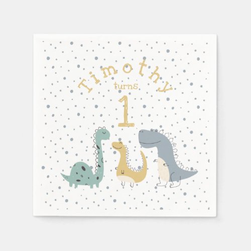 Customizable Cute Pastel Dinosaurs Birthday Napkins