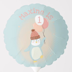 Customizable Cute Pastel Penguin with Balloons