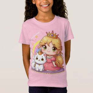 Customizable Cute princess with White Cat T-Shirt