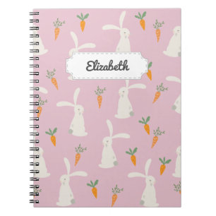 Customizable Cute Rabbit Carrot Pattern Notebook