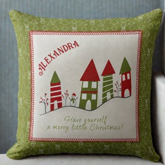 Customizable Cute red&green village  at Christmas 