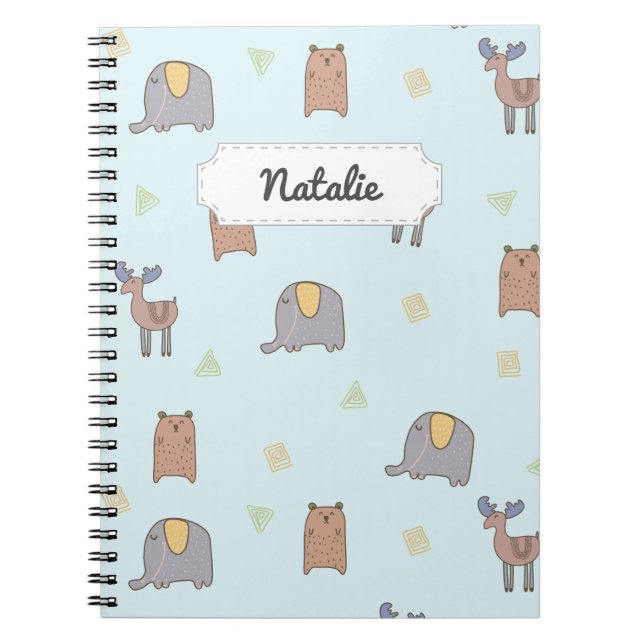 Customizable Cute Scandinavian Animals Pattern Not Notebook (Front)