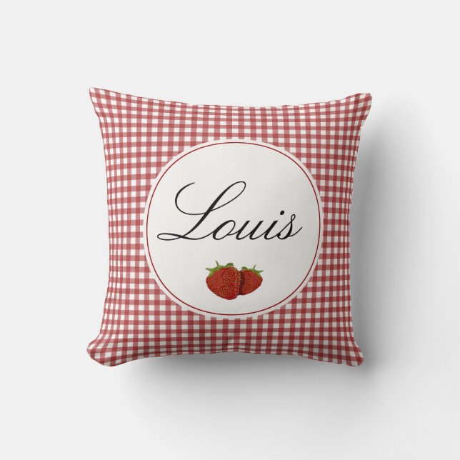 Customizable Cute Strawberry Throw Pillow (Front)