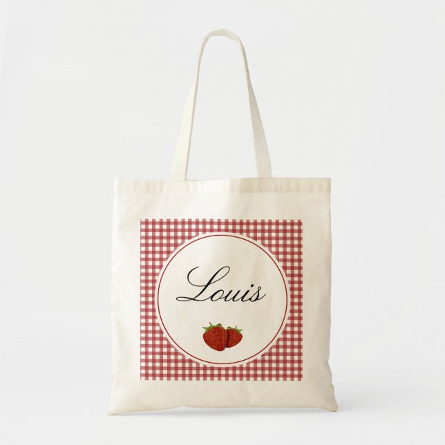 Customizable Cute Strawberry Tote Bag (Front)