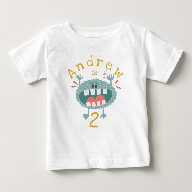 Customizable Cute Teal Monster Baby T-Shirt (Front)