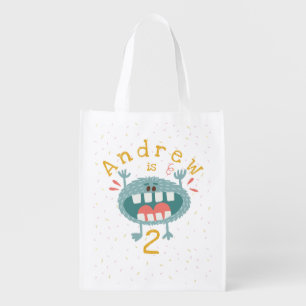 Customizable Cute Teal Monster Grocery Bag