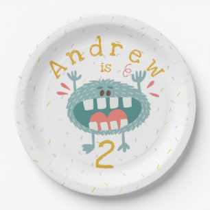 Customizable Cute Teal Monster Paper Plates