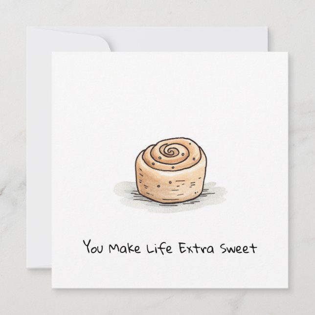 Customizable Cute Watercolor Cinnamon Roll Holiday Card (Front)