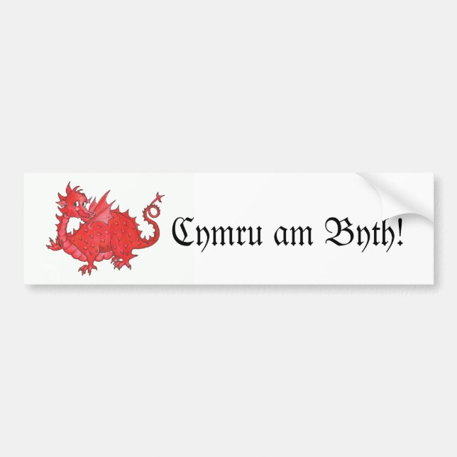 Customizable Cute Welsh Red Dragon Bumper Sticker (Front)