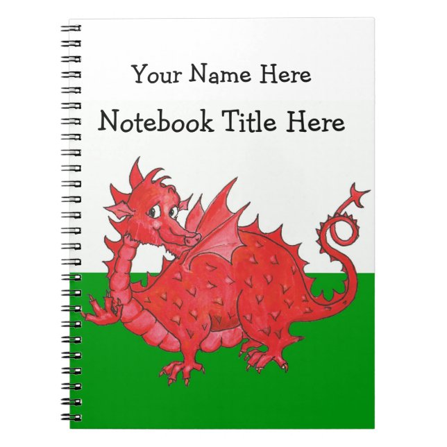 Customizable Cute Welsh Red Dragon Notebook (Front)