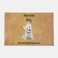 Customizable cute Westie Door Mat