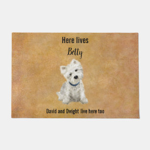 Customizable cute Westie Door Mat