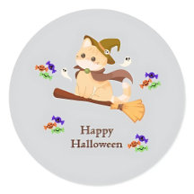 Customizable Cute Witch Cat Halloween Sticker
