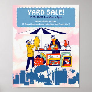 Customizable cute yard sale, garage sale invite fl poster