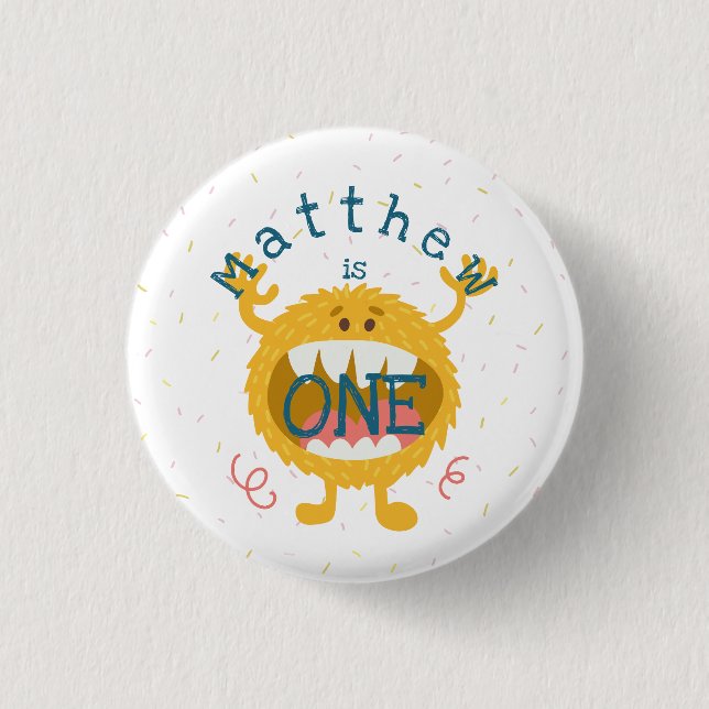 Customizable Cute Yellow Monster Button (Front)