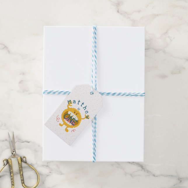 Customizable Cute Yellow Monster Gift Tags (With Twine)
