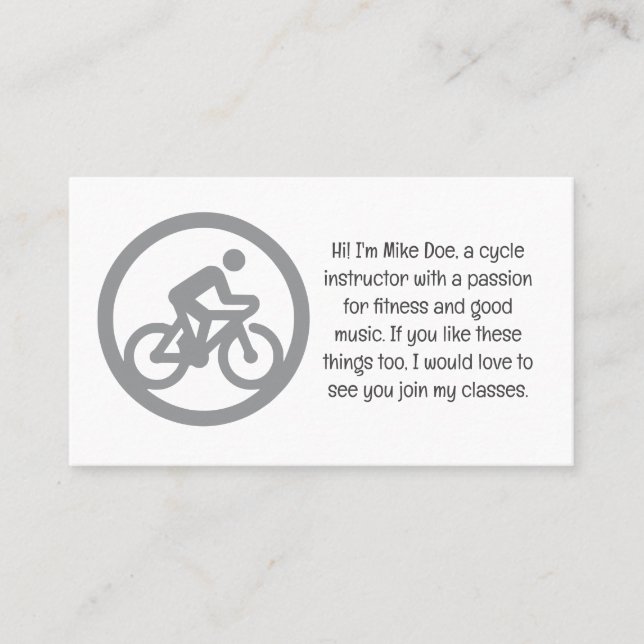 Customizable Cycle Instructor  Business Card (Front)