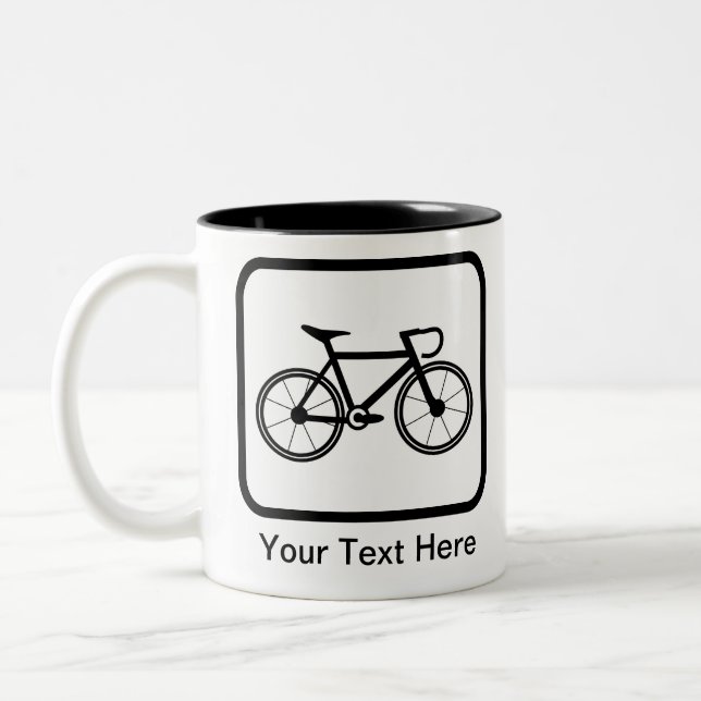 Customizable Cyclist Logo Two-Tone Coffee Mug (Left)