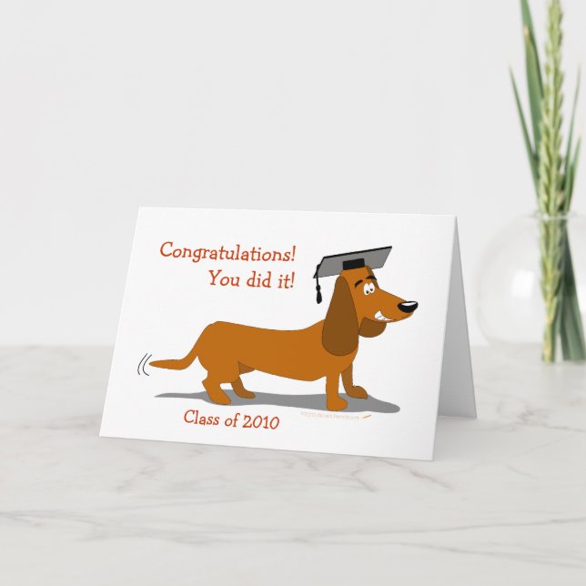 Customizable Dachshund Dog Graduation Template (Front)