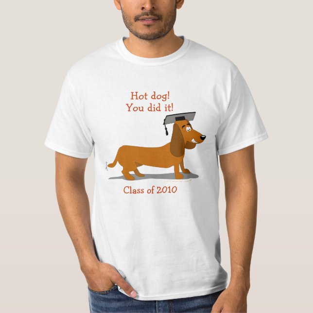 Customizable Dachshund Dog Graduation Template T-Shirt (Front)
