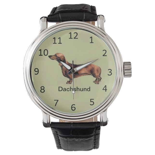 Customizable Dachshund Dog Wrist Watch (Front)