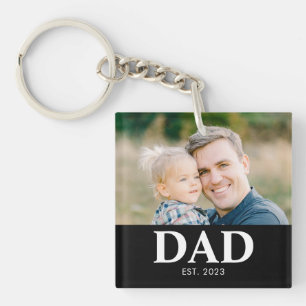 Customizable Dad Established Photo Fathers Day Keychain