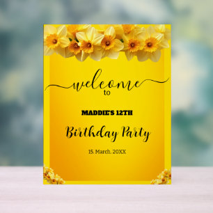 Customizable Daffodil March Birth Flower Birthday Acrylic Sign