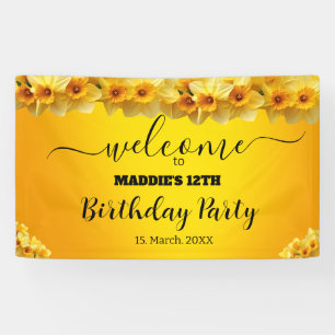 Customizable Daffodil March Birth Flower Birthday Banner