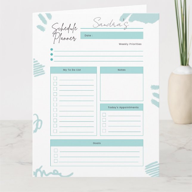 Customizable Daily Planner Download  Card (Front)