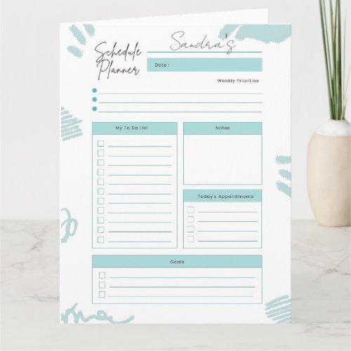 Customizable Daily Planner Download  Card