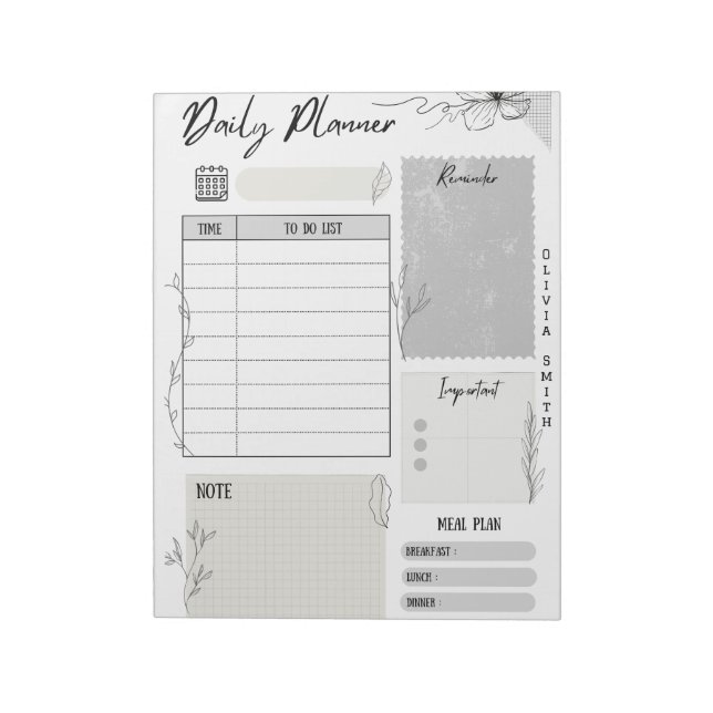Customizable Daily Planner Notepad - Schedule (Rotated)