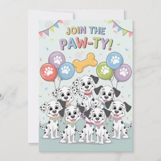 customizable Dalmatian Birthday Invitation (Front)