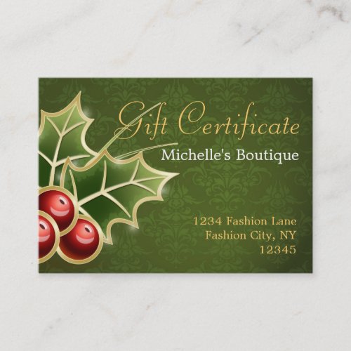 Customizable Damask Christmas Gift Certificate