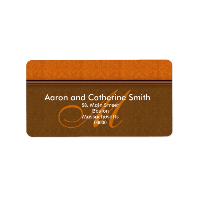 Customizable Damask Monogram Address Labels (Front)