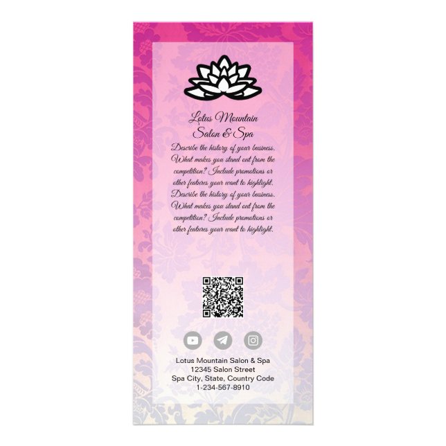 Customizable Damask Ombre Salon Spa Card Template (Front)