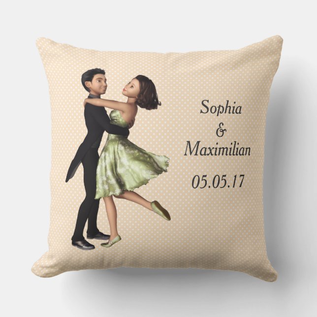 Customizable Dancing Couple Graphic Throw Pillow (Front)